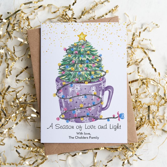Taza con árbol de Navidad morado lindo (Subido por el creador)