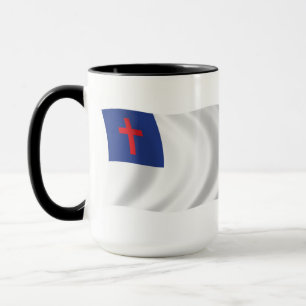 Taza con bandera de la religión cristiana