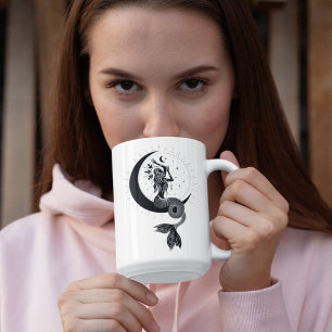 Taza con borde negro de 15oz Chica Bailando Piscis