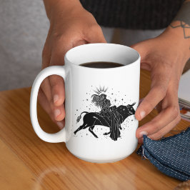 Taza con borde negro de 15oz de la chica bailando 