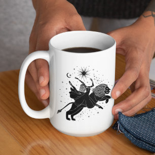 Taza con borde negro de 15oz Leo bailando niña