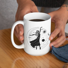 Taza con borde negro de 15oz Libra Dancing Girl