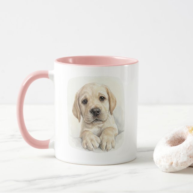 Taza con cachorro Labrador acuarela (Con donut)