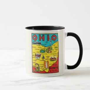Taza con calcomanía del mapa del estado de Ohio