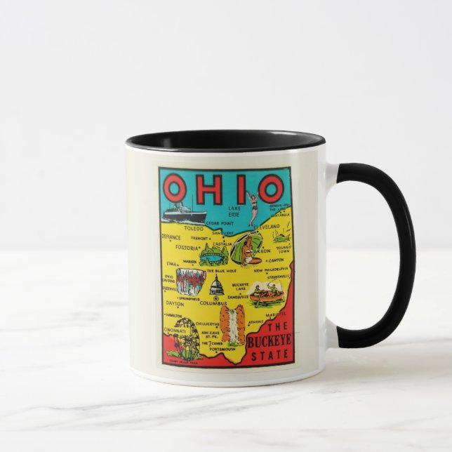 Taza con calcomanía del mapa del estado de Ohio (Derecha)