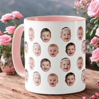 Taza con cara de bebé linda con fotos personalizad