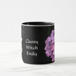 Taza con cara de chica femenina de moda floral ros