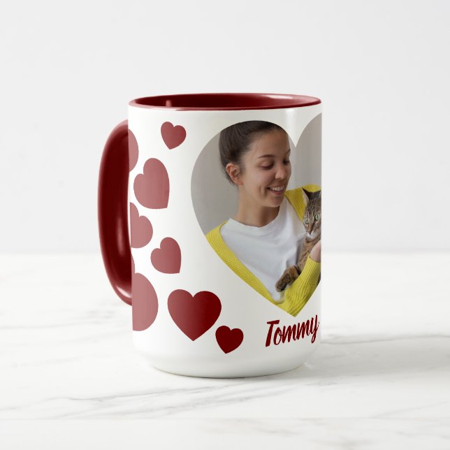 Taza con corazón de foto personalizada: un recuerd (Anverso izquierdo)