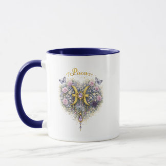 Taza con corazón floral del zodiaco Piscis – Astro