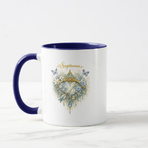 Taza con corazón floral del zodiaco Sagitario – As