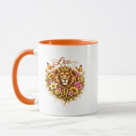 Taza con corazón floral Leo Zodíaco – Regalo de as