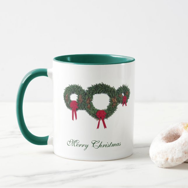 Taza con corona de Navidad (Con donut)