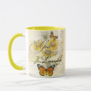 Taza Con Dios Girasoles y mariposa 