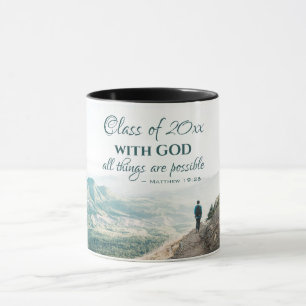 Taza Con Dios todas las cosas son posibles Graduación d