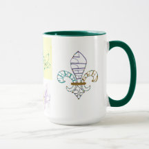 Taza con diseño artístico Fleur de Lis del Mardi G
