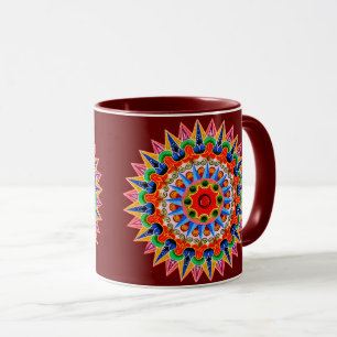 Taza con diseño de folklore colorido de Costa Rica