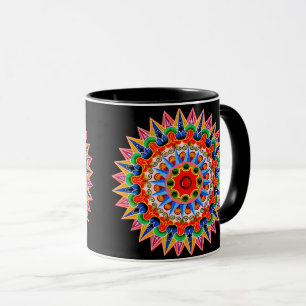 Taza con diseño de folklore colorido de Costa Rica