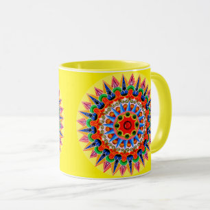 Taza con diseño de folklore colorido de Costa Rica