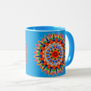 Taza con diseño de folklore colorido de Costa Rica