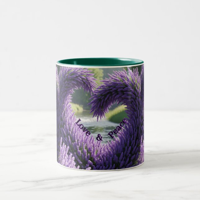 Taza con diseño de lavanda – Love and Peace  (Centro)