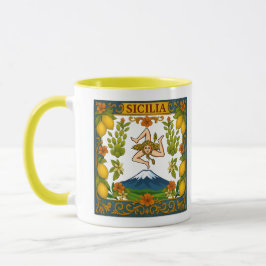 Taza con diseño de Sicilia Mt.Etna Trinacria