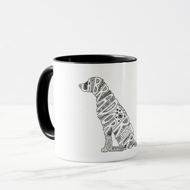 Taza con diseño doodle de Labrador Retriever (Anverso izquierdo)