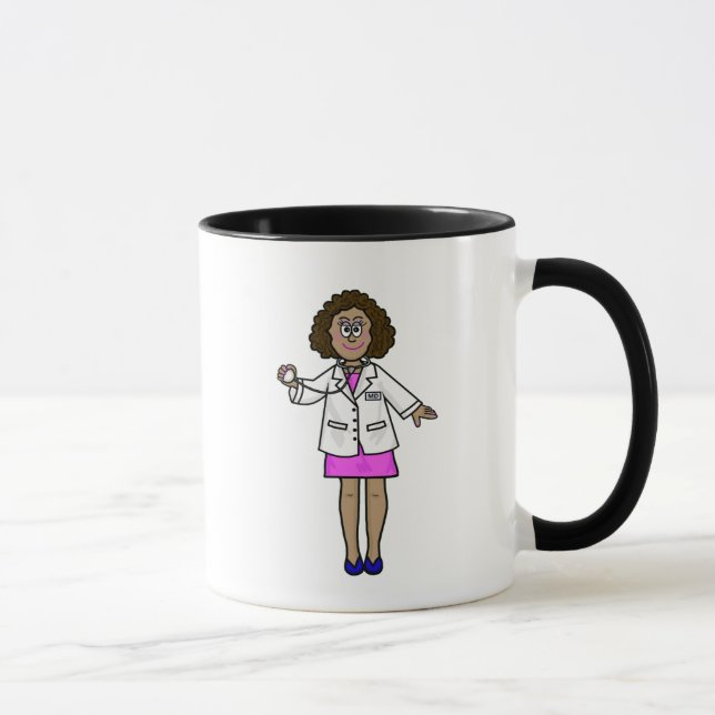 Taza con doctora negra sosteniendo estetoscopio (Derecha)