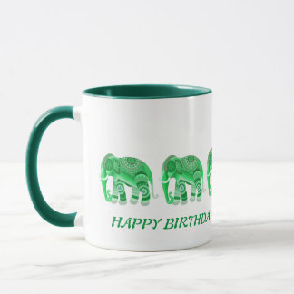 TAZA CON ELEFANTES VERDES GENIALES
