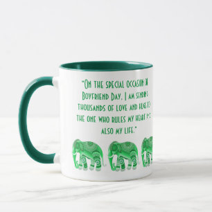 TAZA CON ELEFANTES VERDES GENIALES para novio