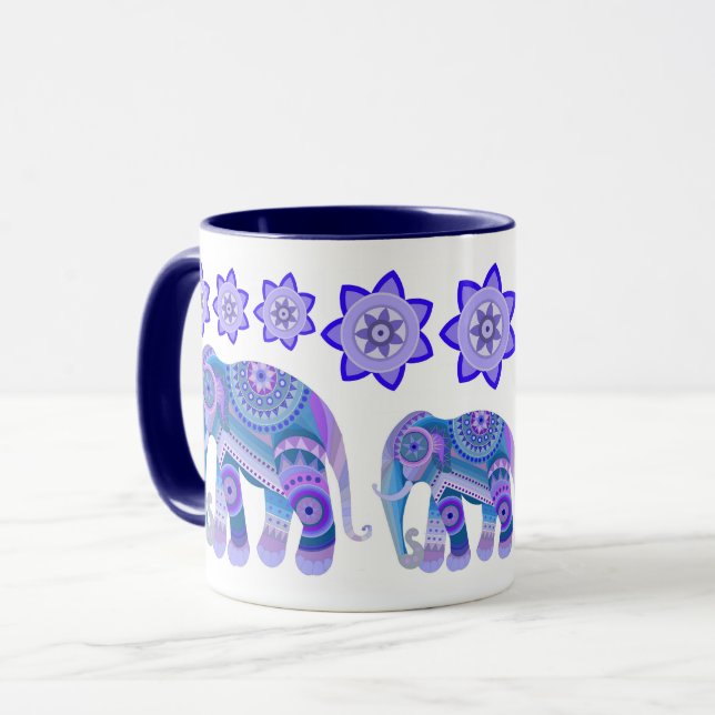 TAZA CON ELEFANTES Y FLORES GENIALES (Anverso izquierdo)