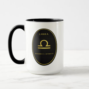 Taza con emblema ovalado de Libra Zodiaco en oro  
