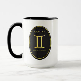 Taza con emblema ovalado de oro del zodiaco de Gém