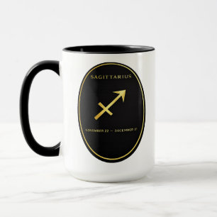 Taza con emblema ovalado de oro del zodiaco Sagita