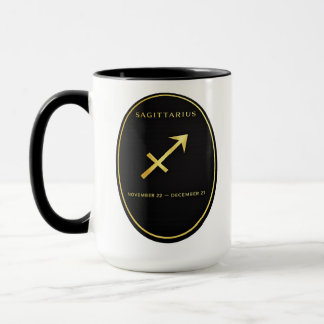 Taza con emblema ovalado de oro del zodiaco Sagita