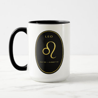 Taza con emblema ovalado dorado de Leo Zodíaco | A