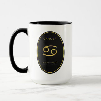Taza con emblema ovalado dorado del zodiaco de Cán