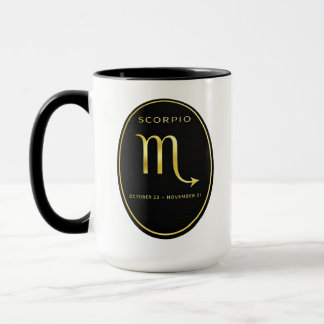 Taza con emblema ovalado dorado del zodiaco de Esc