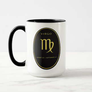Taza con emblema ovalado dorado del zodiaco de Vir