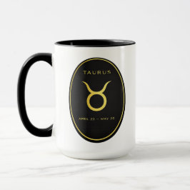 Taza con emblema ovalado dorado del zodiaco Tauro