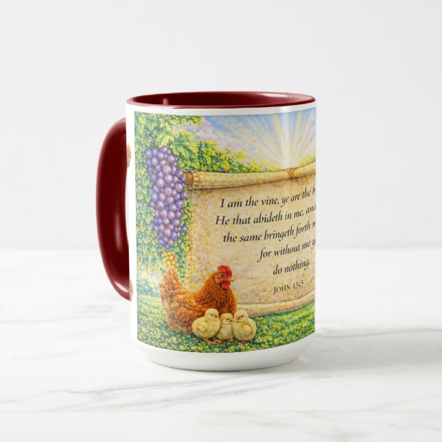 Taza con Escritura de Juan 15:5 (Anverso izquierdo)