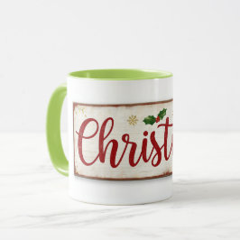taza con escritura de navidad