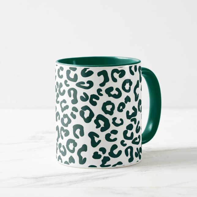 Taza con estampado de animal de guepardo en verde  (Anverso derecho)