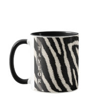 Taza con estampado de cebra y nombre personalizado
