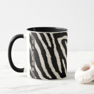 Taza con estampado de cebra y nombre personalizado