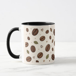 Taza con estampado de grano de café y hoja para us