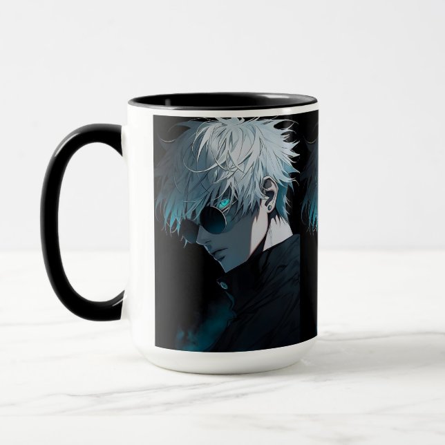Taza con estilo Anime – Personaje de cabello blanc (Izquierda)