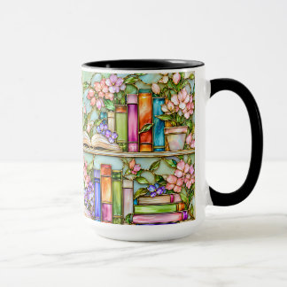 Taza con estilo de vidrio emplomado y estantería f