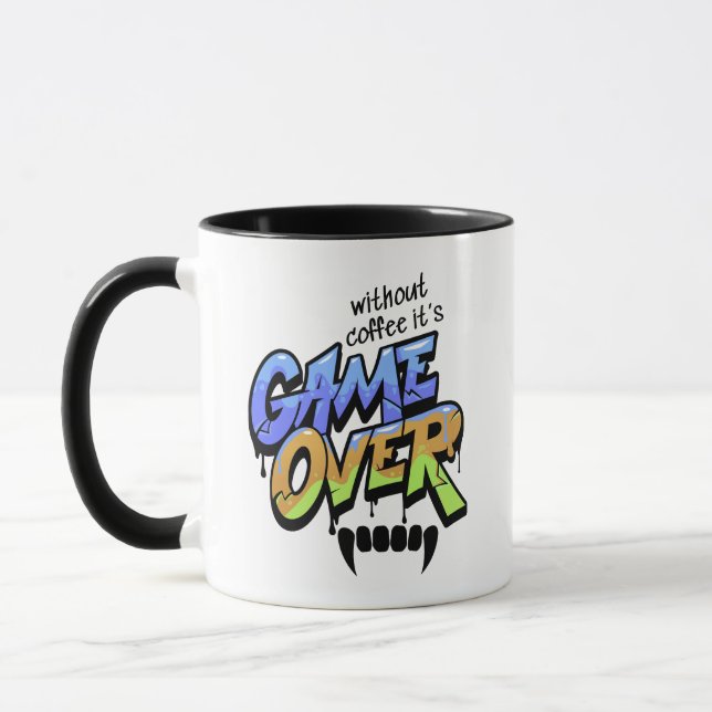 Taza con estilo graffiti: Sin café, se acabó el ju (Izquierda)