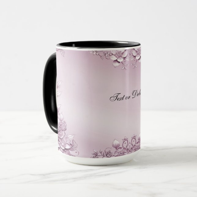 Taza con follaje floral rosa (Anverso izquierdo)