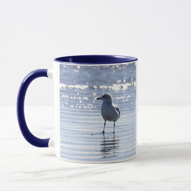 Taza con foto de gaviota en el océano (Izquierda)